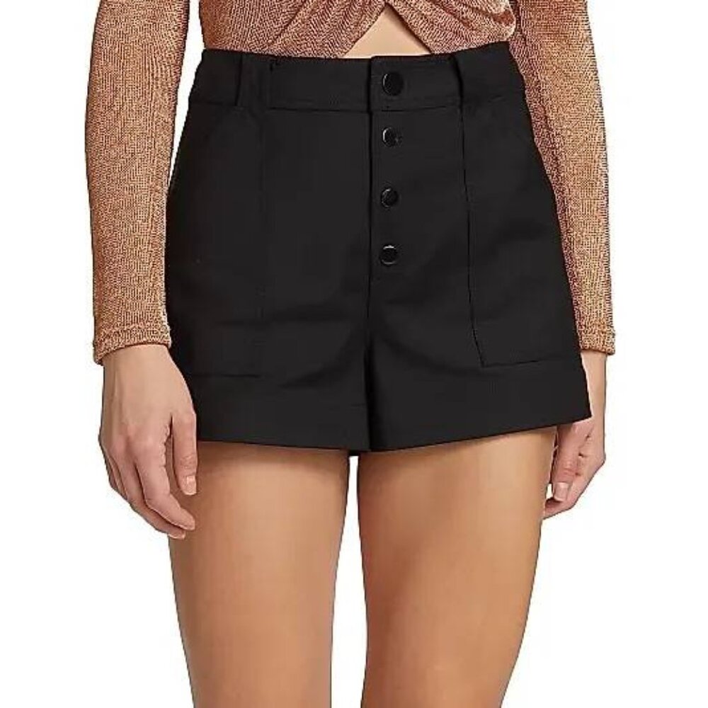 Ramy Brook Roberta Black Button Front Shorts | Size 10‎ | NWT | Tailored